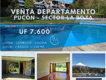 Departamento en venta en Departamento en Venta Pucón, Sector la Poza - 3 dormitorios, 2 baños