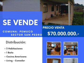 Parcela en venta en Pemuco, Pemuco - 3 dormitorios, 1 baño