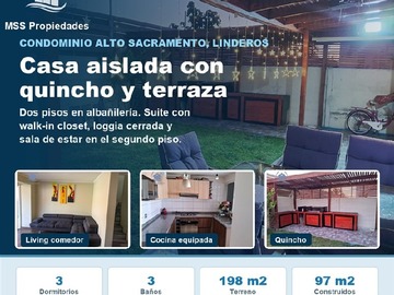 Casa en venta en Condominio alto sacramento, Linderos Buin, Buin - 3 dormitorios, 3 baños
