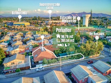 Casa en arriendo mensual en Los Rosales 439, Peñaflor, Región Metropolitana de Santiago 9750000, Chile, Peñaflor - 3 dormitorios, 2 baños