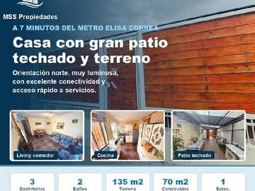 Casa en venta en Metro elisa correa, Puente Alto - 3 dormitorios, 2 baños
