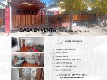 Casa en venta en Santa Julia, Rancagua - 4 dormitorios, 2 baños