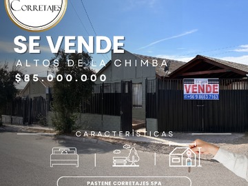 Casa en venta en Venta de Propiedad, Sector Altos de la Chimba. Ovalle - 3 dormitorios, 1 baño