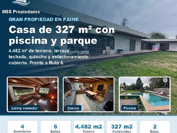 Parcela en venta en Ex presidente Gabriel gonzalez videla con ruta 5, Paine - 4 dormitorios, 6 baños