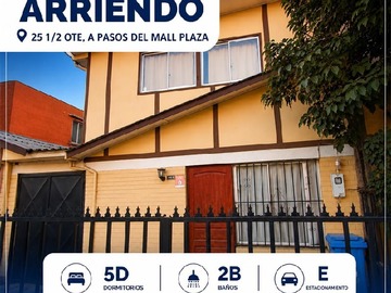 Casa en arriendo mensual en 25 1/2 ote, Talca - 5 dormitorios, 2 baños