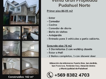 Casa en venta en Venta Casa 3 Dormit 162/200 M2 V. San Andres Pudahuel - 3 dormitorios, 3 baños