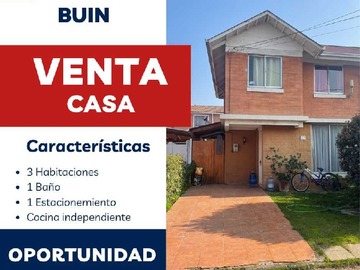 Casa en venta en Venta de casa en condominio buin (160503), Buin - 3 dormitorios, 1 baño
