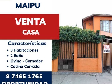 Casa en venta en Moderna Casa con Excelente Conectividad (160517), Maipú - 3 dormitorios, 2 baños