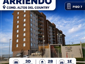 Departamento en arriendo mensual en Condominio Altos del country, Talca - 3 dormitorios, 2 baños