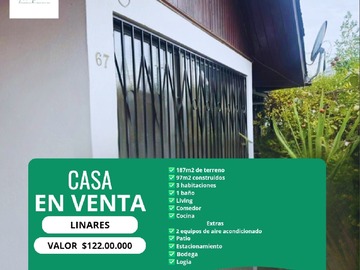 Casa en venta en Linares, Linares - 3 dormitorios, 1 baño