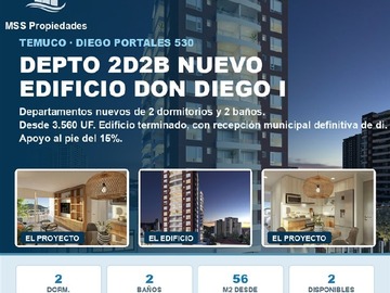 Departamento en venta en Diego Portales 530, Temuco, Temuco - 2 dormitorios, 2 baños
