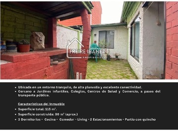 Casa en venta en Hermosa casa 3d 2e en chillán, Chillán - 3 dormitorios, 1 baño