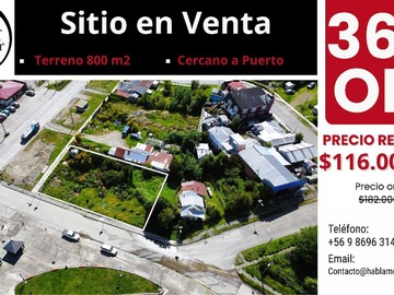 Terreno en venta en Venta de Sitio Esquina en Puerto Chacabuco (170302), Aysén