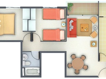 Departamento en arriendo mensual en AP371 Belisario Prats 1460, 2 Dormitorios 1 Baño 49 más 3 de terraza, Independencia - 2 dormitorios, 1 baño