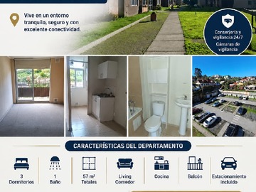 Departamento en venta en Penco, Penco - 3 dormitorios, 1 baño