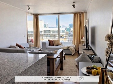 Departamento en arriendo mensual en Metro Alcántara, Av Presidente Riesco, Alsacia, Las Condes - 1 dormitorio, 1 baño