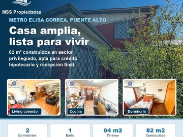 Casa en venta en Metro Elisa Correa, Puente Alto - 2 dormitorios, 1 baño