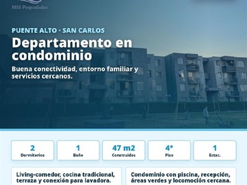 Departamento en venta en San carlos con mexico, Puente Alto - 2 dormitorios, 1 baño