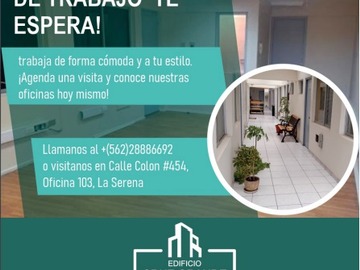 Oficina en arriendo mensual en Cristóbal Colón 454, La Serena - 1 dormitorio, 1 baño