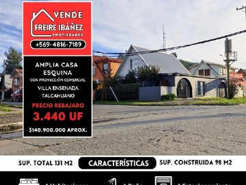 Casa en venta en Casa esquina individual 4d/1b con proyección comercial, Talcahuano - 4 dormitorios, 1 baño