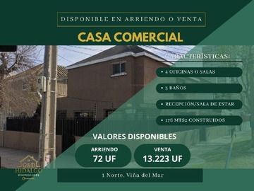 Casa en arriendo mensual en Arrienda hidalgo propiedades, Viña del Mar - 5 dormitorios, 3 baños