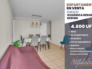 Departamento en venta en Departamento moderno con terraza Ed. Oceanica (140957), Iquique - 3 dormitorios, 2 baños
