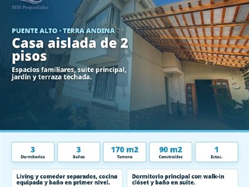 Casa en venta en Casa Terrandina Av Tobalaba con, Puente Alto - 3 dormitorios, 3 baños