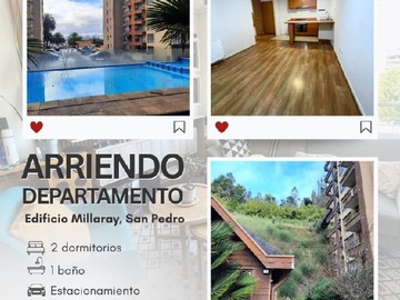 Departamento en arriendo mensual en Departamento 2 dormitorios, con estacionamiento., San Pedro de la Paz - 2 dormitorios, 1 baño