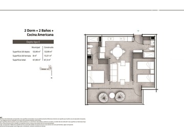 Departamento en venta en Avenida del Mar con Cuatro Esquinas, La Serena - 2 dormitorios, 2 baños