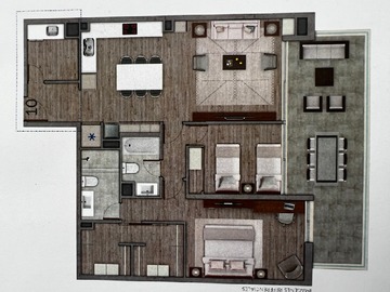 Departamento en arriendo mensual en Las Baleares (178329), Las Condes - 2 dormitorios, 2 baños