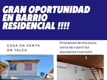 Casa en venta en Propiedad en barrio habitacional (107044), Talca - 4 dormitorios, 1 baño