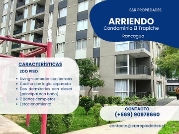 Departamento en arriendo mensual en Praxedes asela, Rancagua - 2 dormitorios, 2 baños