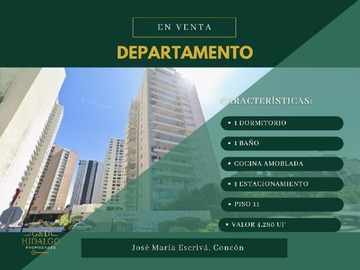 Departamento en venta en Vende hidalgo propiedades, Concón - 1 dormitorio, 1 baño