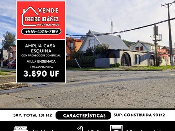 Casa en venta en Casa esquina individual 4d/1b con proyección comercial, Talcahuano - 4 dormitorios, 1 baño