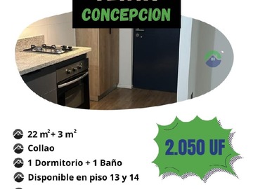 Departamento en venta en Departamento venta, concepción collao, home studio, Concepción - 1 dormitorio, 1 baño