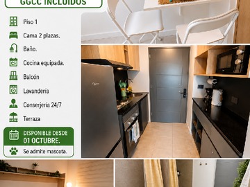 Departamento en arriendo mensual en Se Arrienda Homestudio Amoblado Metro Rondizzoni - 1 dormitorio, 1 baño