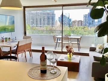 Departamento en arriendo mensual en Amoblado!! hermoso depto vista despejada al parque, Las Condes - 2 dormitorios, 2 baños