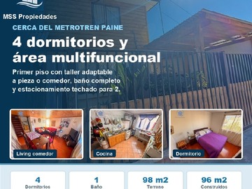 Casa en venta en Villa masizo andino, Paine - 4 dormitorios, 1 baño