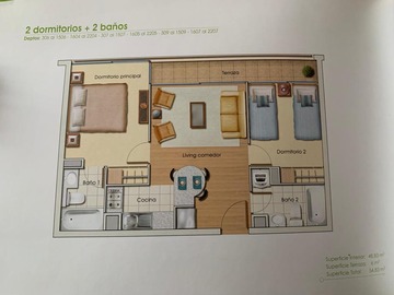 Departamento en venta en Av. Sta. Rosa 202, Santiago - 2 dormitorios, 2 baños
