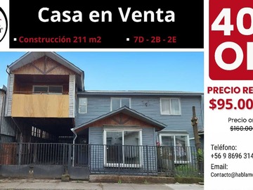 Casa en venta en Casa Grande en Venta en Pto Aysen 7Do 2Ba 3Es (171694), Aysén - 7 dormitorios, 2 baños