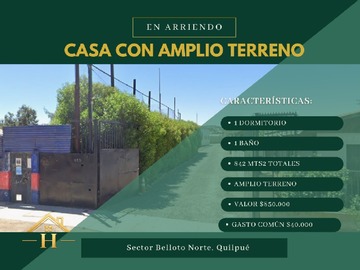 Casa en arriendo mensual en Arrienda hidalgo propiedades, Quilpué - 1 dormitorio, 1 baño
