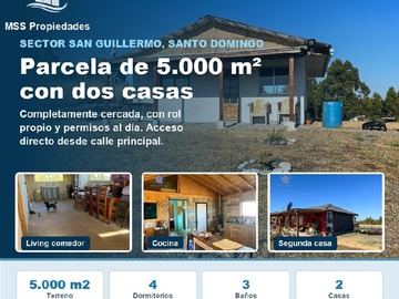 Casa en venta en Sector San Guillermo, Maitenlahue, comuna de Santo Domingo, Santo Domingo - 4 dormitorios, 3 baños