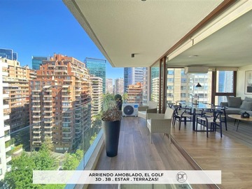 Departamento en arriendo mensual en Metro Alcántara, Av Presidente Riesco, Alsacia, Las Condes - 3 dormitorios, 3 baños
