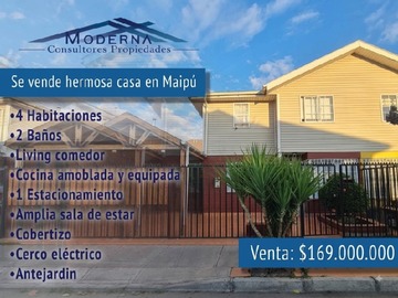 Casa en venta en Herquehue 512, santa maría de maipú, Maipú - 4 dormitorios, 2 baños