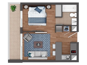 Departamento en venta en Departamento 1D 1B Estacionamiento, Canal Beagle, Viña del Mar - 1 dormitorio, 1 baño