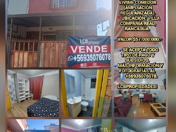 Casa en venta en Villa compañía Real, Rancagua - 2 dormitorios, 1 baño