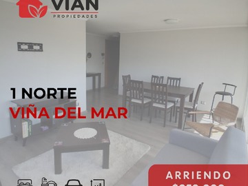 Departamento en arriendo mensual en 1 Norte, Viña del Mar - 3 dormitorios, 2 baños