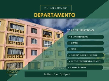 Departamento en arriendo mensual en Arrienda hidalgo propiedades, Quilpué - 3 dormitorios, 1 baño