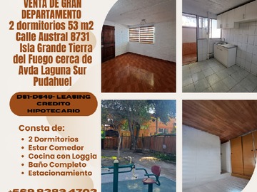 Departamento en venta en Depto 53m2 T. del Fuego / Av. Lag. Sur Pudahuel - 2 dormitorios, 1 baño