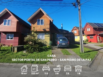 Casa en venta en Pasaje Parque Nacional Vicente Pérez Rosales, San Pedro de la Paz - 3 dormitorios, 2 baños